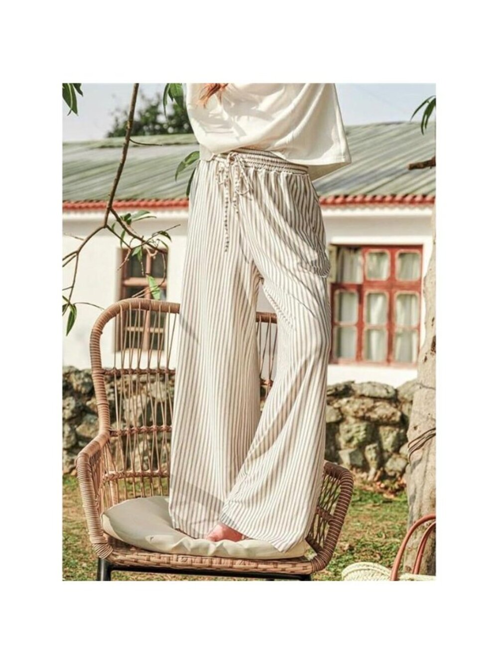 Striped Wide-Leg Pants